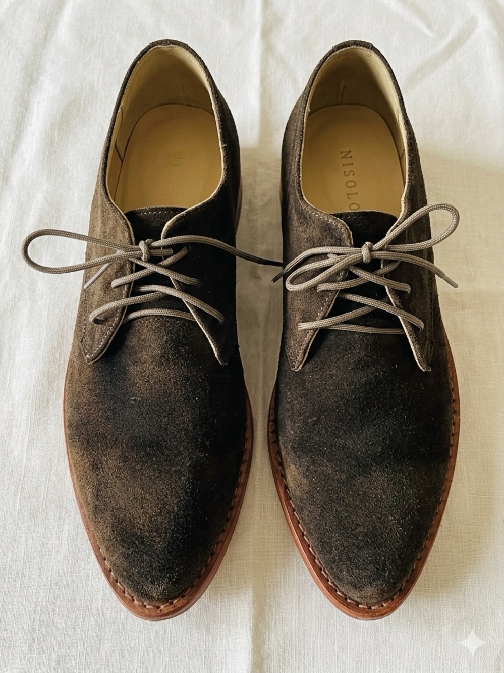 Nisolo James Oxford Rich Brown Suede Lace Up Derby Shoes 8